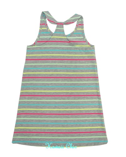 SO Grey Striped Cover-Up UPF 50+ UV Protection Swimsuit Girls Kids - Picture 2 of 2