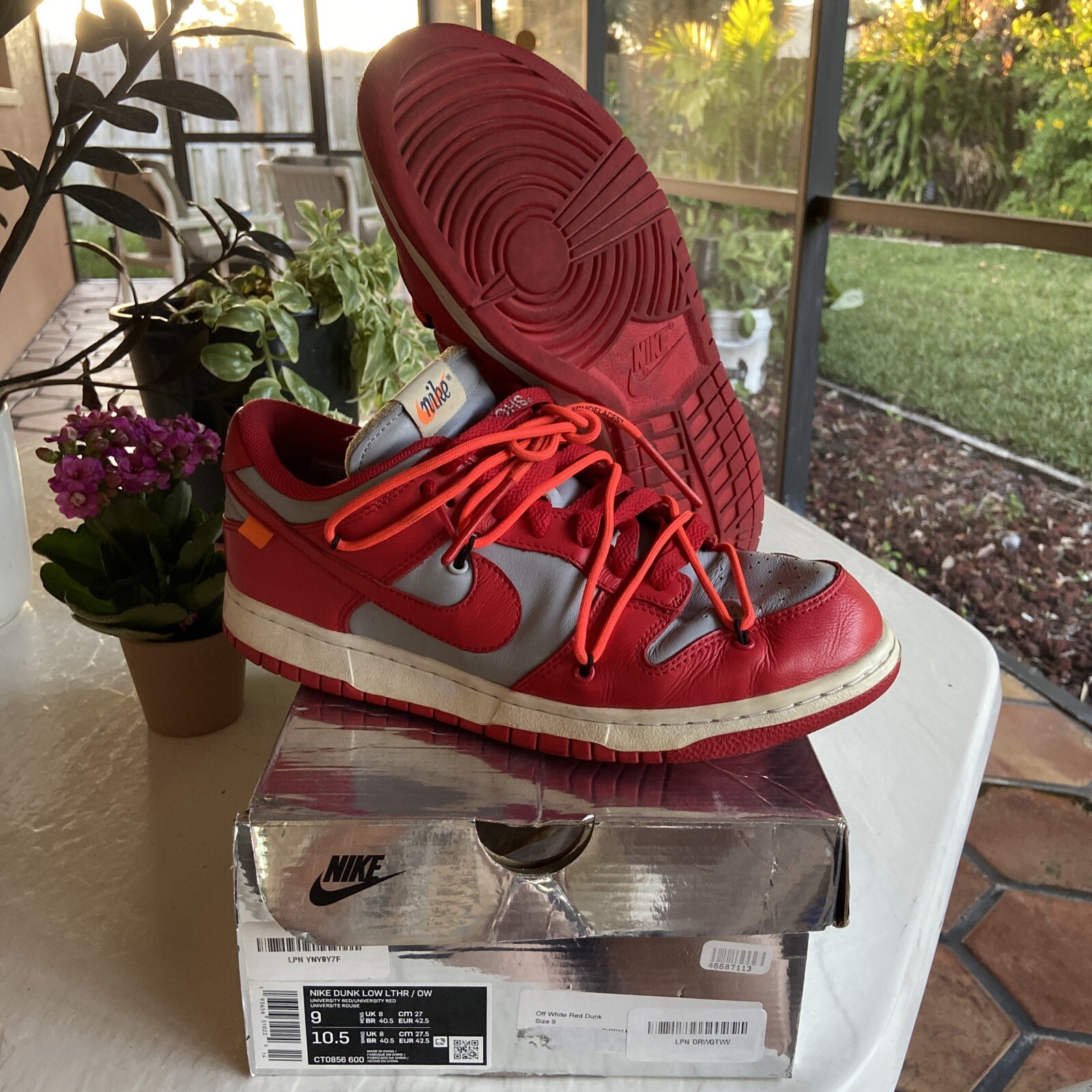 OFF WHITE X NIKE Taglia 9 Nike Dunk Low x BIANCO SPORCO University Red 2019 USATE