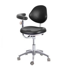 Dental Stool Assistant Chair with Armrest PU Leather Height Adjustable Black US