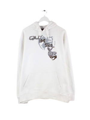 Quiksilver 90s Vintage Embroidered Hoodie White L Mens