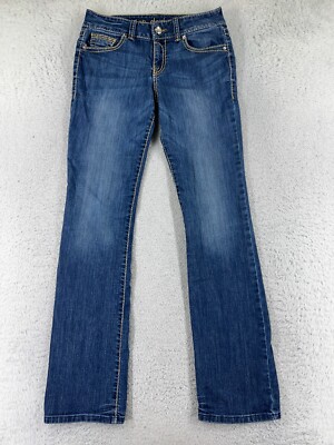Ten Denim Pants Womens 7 Blue Bootcut Low Cotton Blend Bling Embroidered 26x31