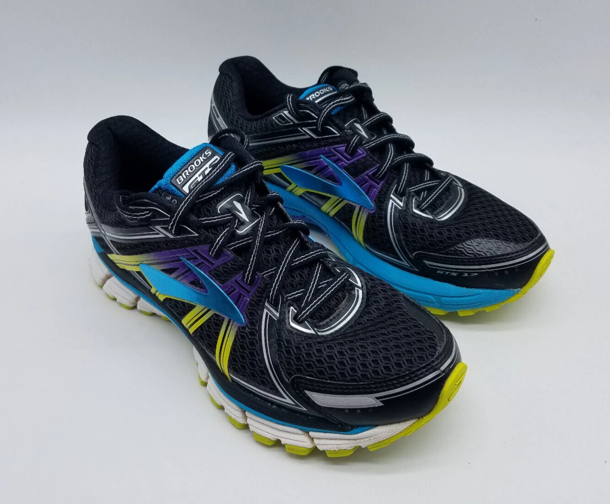 Brooks Adrenaline GTS 17 Womens Size 7.5 Running Shoes Black Blue Less than 10m