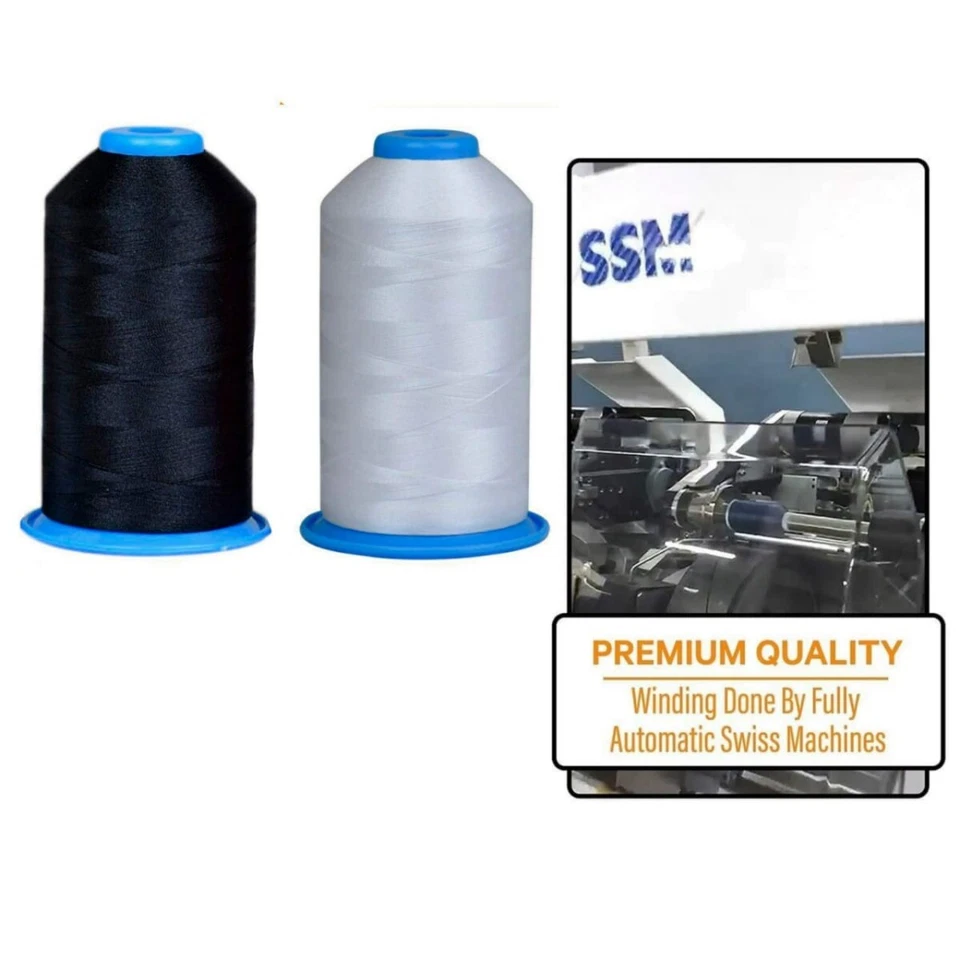 Huge Machine Embroidery Thread Black & White - Large Polyester Cones 5500 Yards - Image 2 of 4