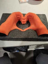 Orange heart and hand statue, hand and heart sculpture home decor, heart and...