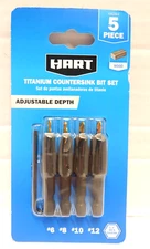 HART 5-Piece Assorted Titanium Countersink Bit Set