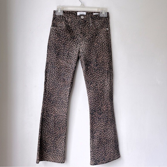 Frame Le Crop Mini Coated Bootcut Jeans in Leopard 25" NWT