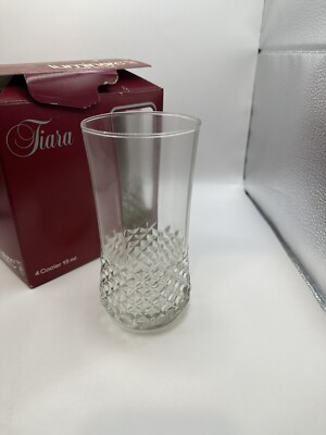 Vintage Set Of 4 Luminarc Tiara 15 Oz Glasses New In Box (#183)