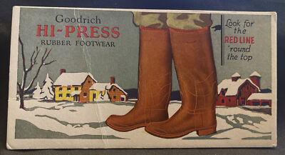 Vintage Ink Blotter GOODRICH Hi-Press Rubber Footwear Redline Boots Snow Scene