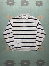 Vintage 70s 80s long sleeve polo shirt terry cloth velour soft striped adult XL