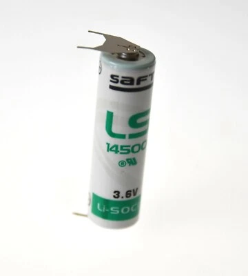 Saft Lithium 3,6V LS14500 Mignon 3er Print pos.2Pin Lötfahne 14500 Batterie AA