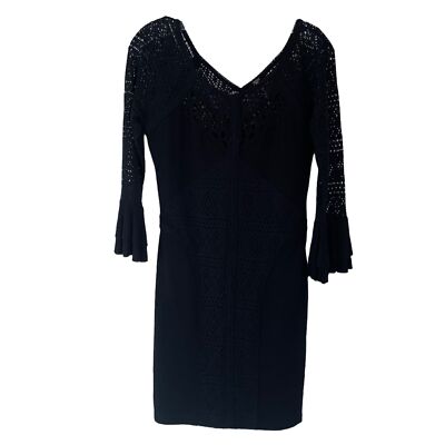 Free People Black Bodycon V-Neck Crochet Mini Dress Flare Sleeve XS Boho | eBay Free People Black Bodycon V-Neck Crochet Mini Dress Flare Sleeve XS Boho | eBay