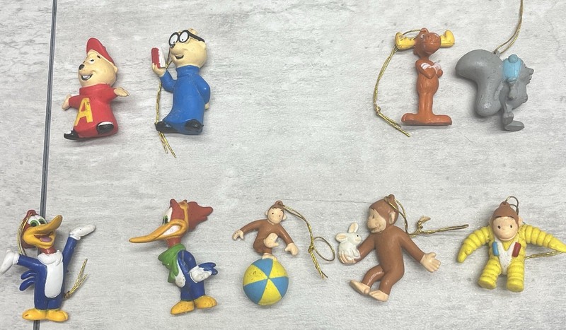 Curious George, Rocky & Bullwinkle -Plus , PVC Miniature Christmas Ornaments
