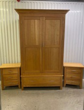 John Lewis Oak Double Wardrobe & 2 Bedside Tables