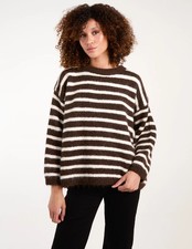  Blue Vanilla Womens  Soft Knit Round Neck Stripe Jumper