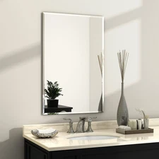 KOHROS BATHROOM MIRROR RECTANGLE BEVELED FRAMELESS WALL MIRROR - SILVER