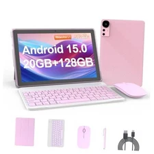 Tablet 10.1Inch Android 15.0, RAM 20GB(4+16Expand)+ROM 128GB, 6000mAh Pink