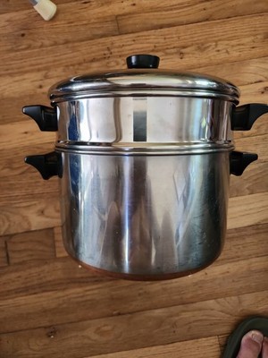 Rare Revere Ware Copper Clad BOTTOM 3pc 6qt Steamer Pot USA EXCELLENT CONDITION