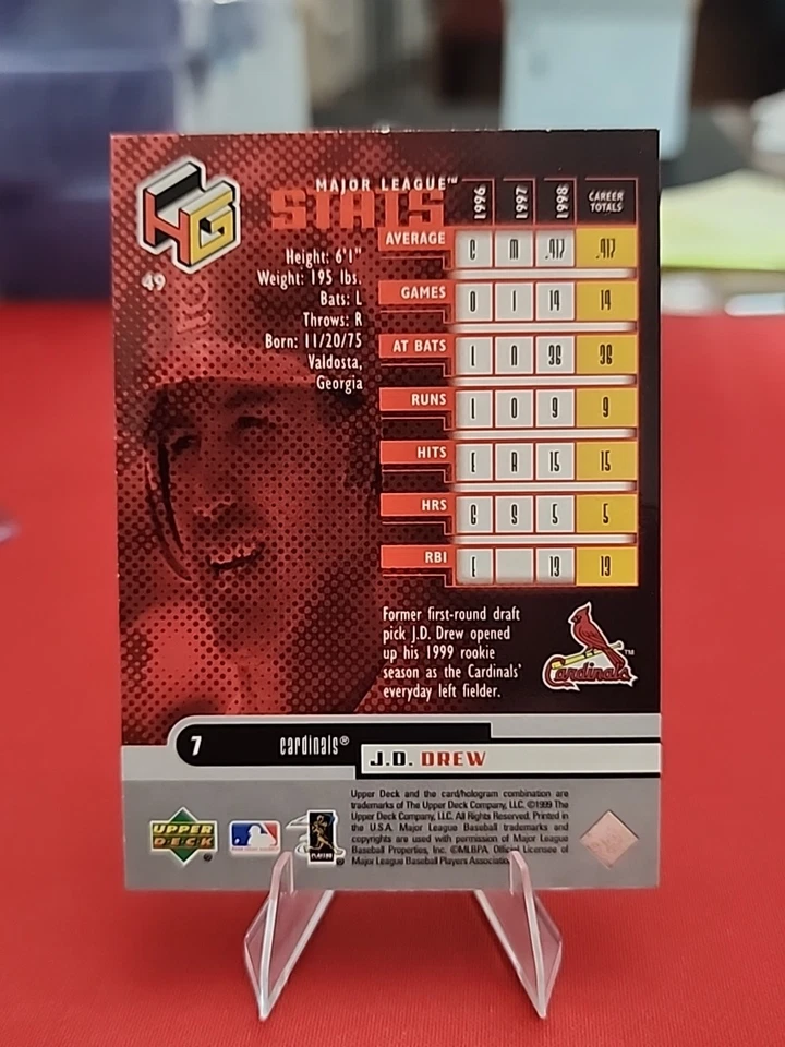 1999 Upper Deck HoloGrFX J.D. Drew #49 - Image 2 of 2