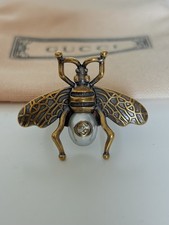 Gucci Vintage Signature Bee Ring Gold Tone Faux Pearl US 7 Italy