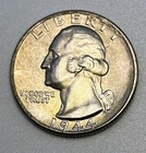 1944 Washington Silver Quarter AU UNC Toned Philadelphia Mint 90%