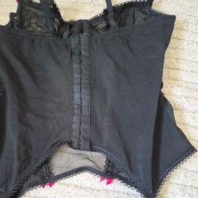 Vintage Ann Summers Black Extra Sheer Peep Corset Lace & Ribbon Trim Size 36DlC