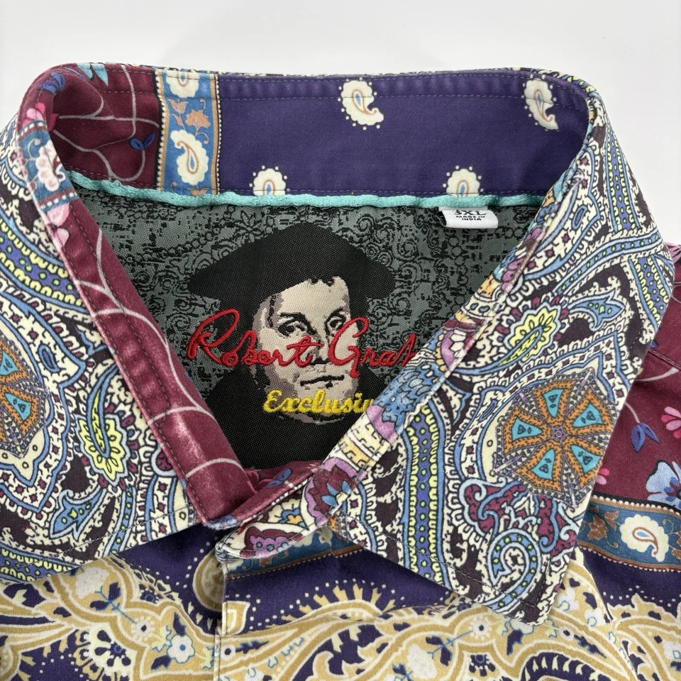 Robert Graham Exclusive Long Sleeve Button Up Paisley Shirt Size 3XL - Image 3 of 4