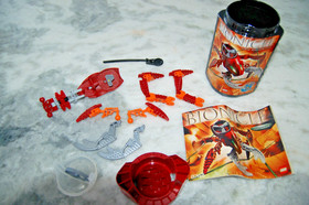 Vintage Lego Bionicle sets 8742, 8743 and 8745, with canisters - good condition