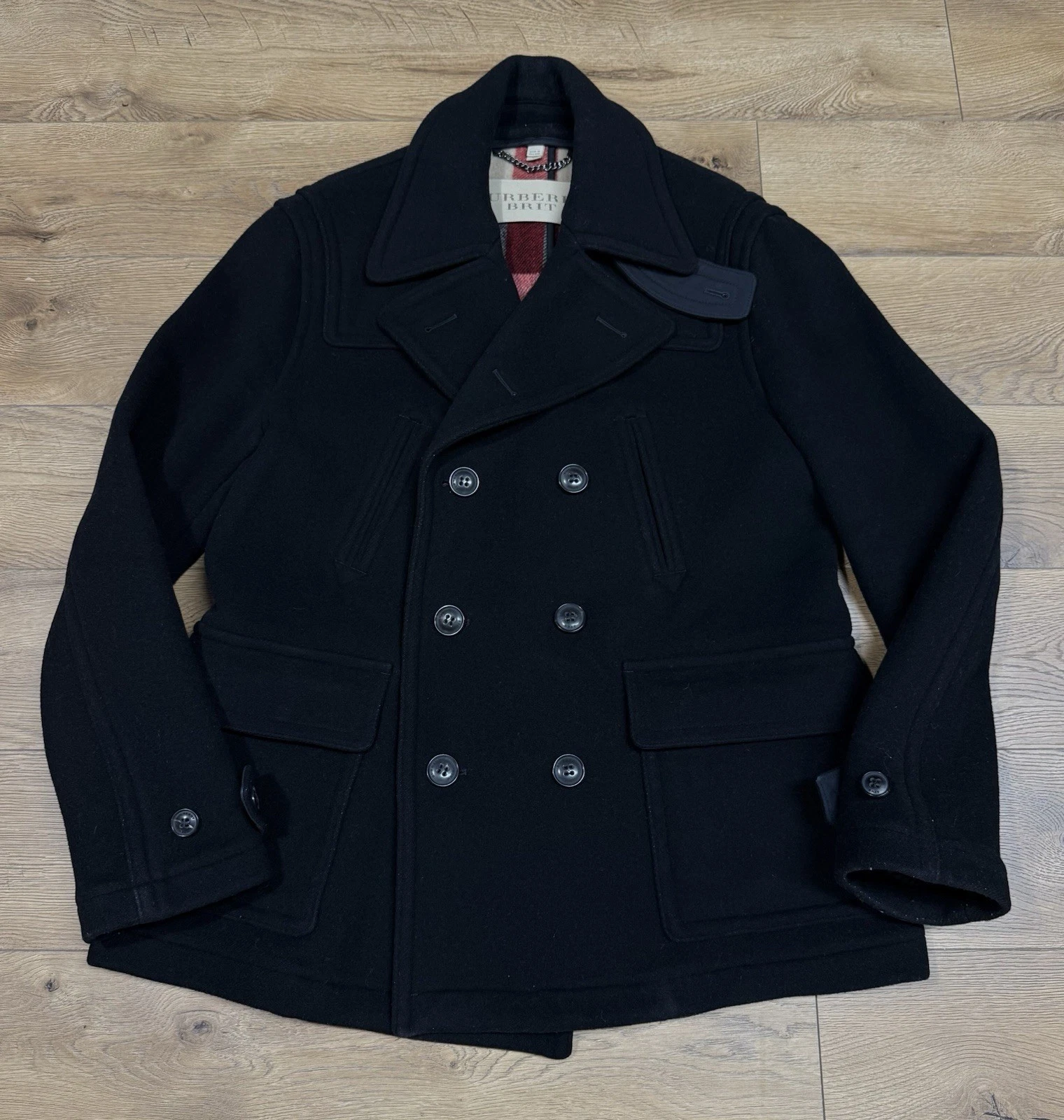 XL Cappotto giacca doppio bottone nero Burberry Brit uomo vendita al dettaglio $1790