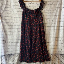 Cider NWT Cherry Print Plus Size Midi Dress Bustier Style Top Smocked Back 2XL