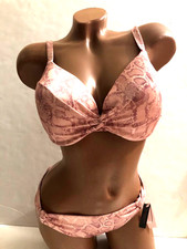 Victoria's Secret Swim Pink Snakeskin Print Push Up Top Cheeky Bottom 2PC Set
