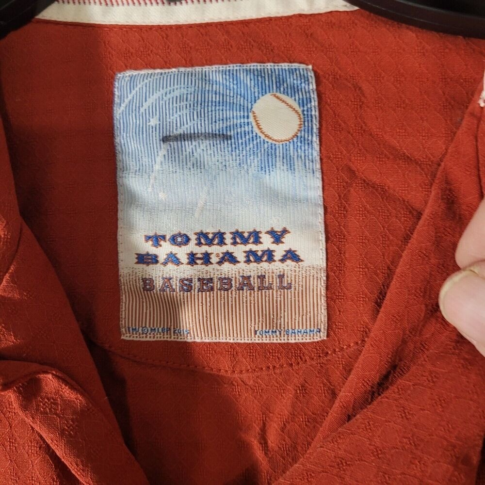 Tommy Bahama Silk Camp Shirt Boston Red Sox MLB Baseball Embroidered Men's M