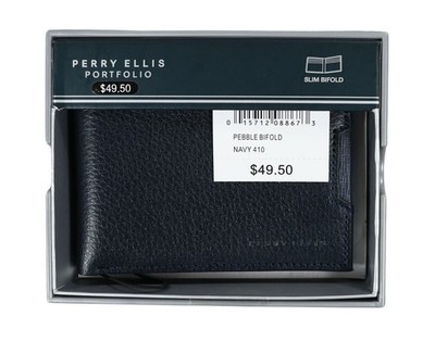 Perry Ellis Portfolio Men's Saffiano Pebble Bifold Wallet | Navy