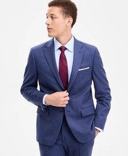  450 NEW TOMMY HILFIGER MENS 40L BLUE 100 WOOL BLAZER SPORT COAT SUIT JACKET