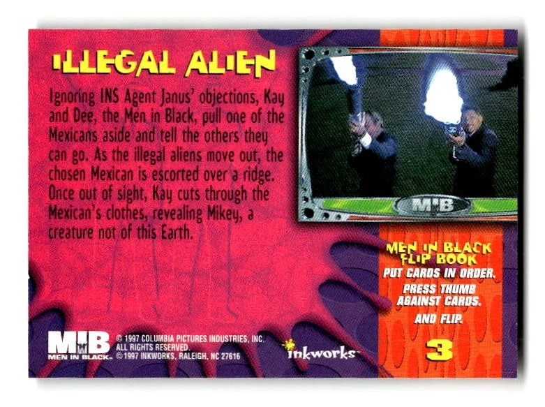 1997 Inkworks MIB Men in Black Trading card #3 Illegal Alien - Image 2 of 4