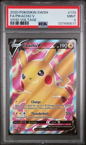 2020 POKEMON SWORD & SHIELD VIVID VOLTAGE #170 FULL ART/PIKACHU V PSA 9