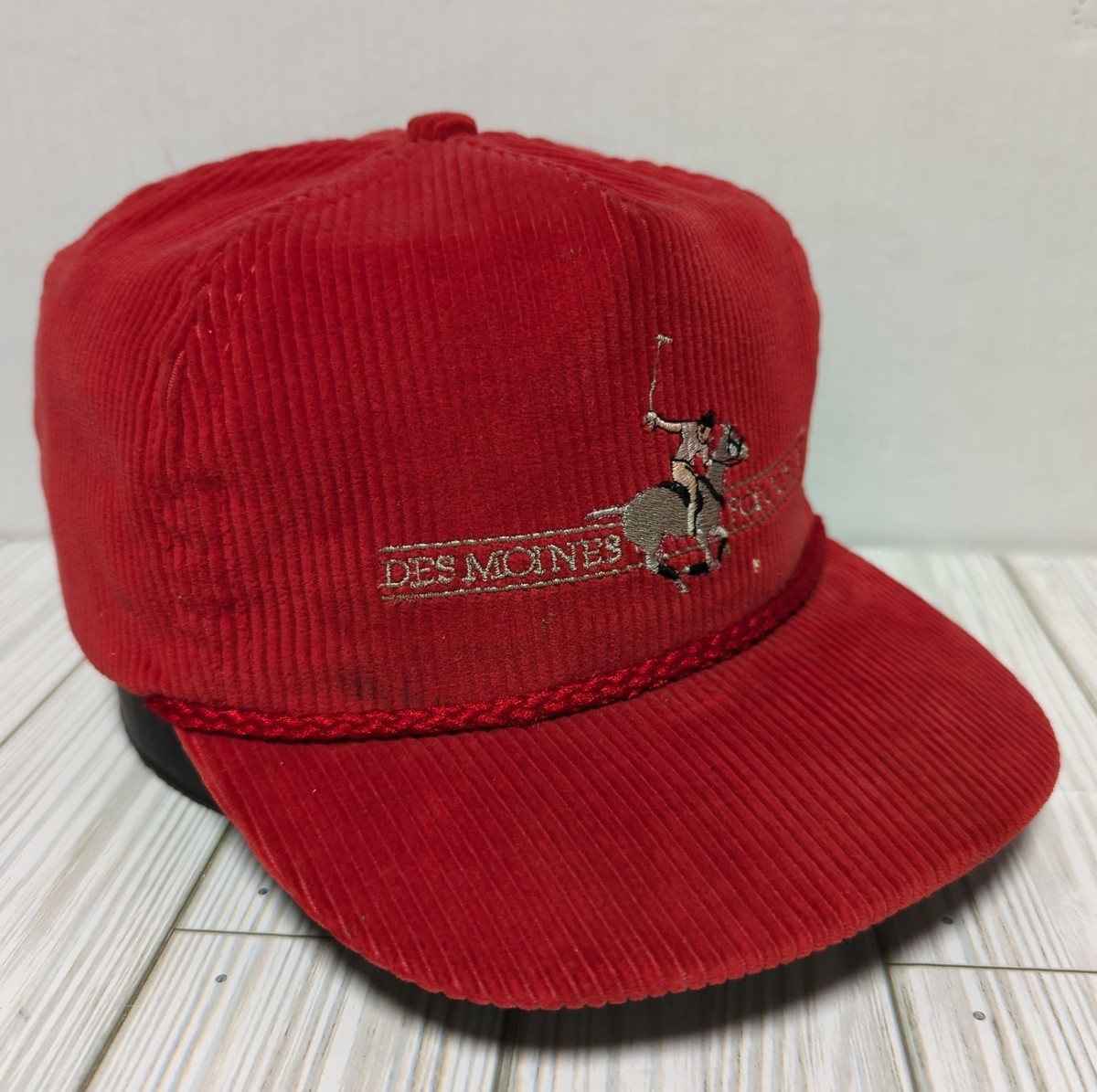 VINTAGE Des Moines Polo Club Hat Cap Corduroy Cord Rope Trucker Made In USA View 4