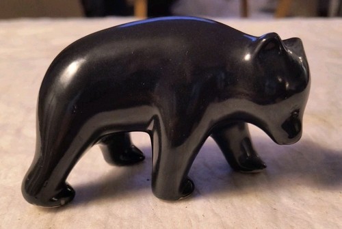 Vintage Pigeon Forge Pottery Black Walking Bear Figurine No Damage
