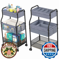 3-Tier Baby Diaper Caddy Organizer and Storage Cart, Mobile Metal Utility Cart w
