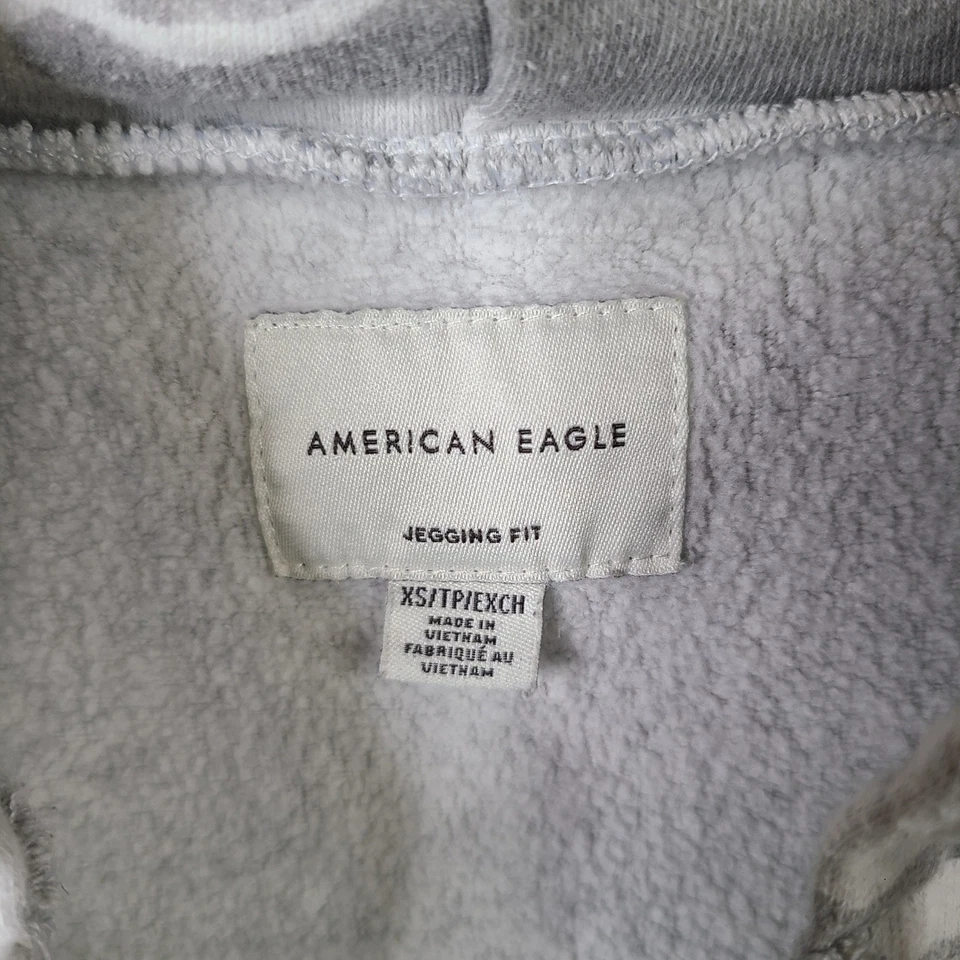 Sudadera con Capucha American Eagle Para Mujer XS Gris Estampado de Cebra Cremallera Completa Talla Grande Jegging Fit Foto 3 de 4