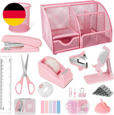 Pink Desk Organizer and Accessories, Pink Gifts Office Supplies Mesh Desk Organi