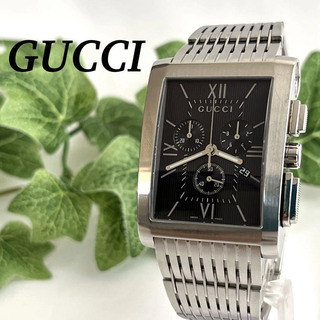 Montre chronographe Gucci G Metro argent date homme 8600M   authentique,