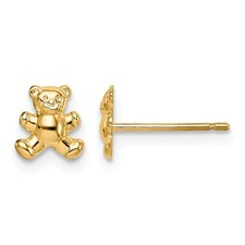 14k Yellow Gold Teddy Bear Stud Earrings 0.31g Perfect Gift for Her