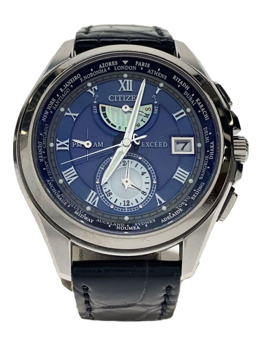 CITIZEN Quartz Analog Watch with Leather Strap in Navy and Black H820 T022120