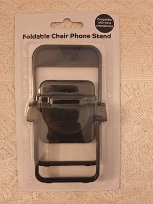 Foldable Collapsible Phone Stand, Angle Adjustable, Black Plastic Desktop Holder