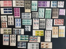 U.S. Stamps 100 Commemorative Plate Blocks issued between 1962 and 1978, MNH, OG