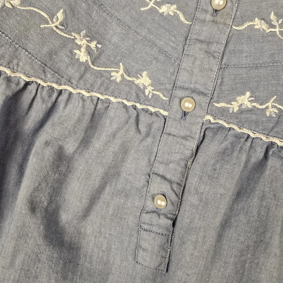 Camisón Gilligan & O'Malley para mujer 3X azul cambray bordado 100 % algodón Foto 3 de 4