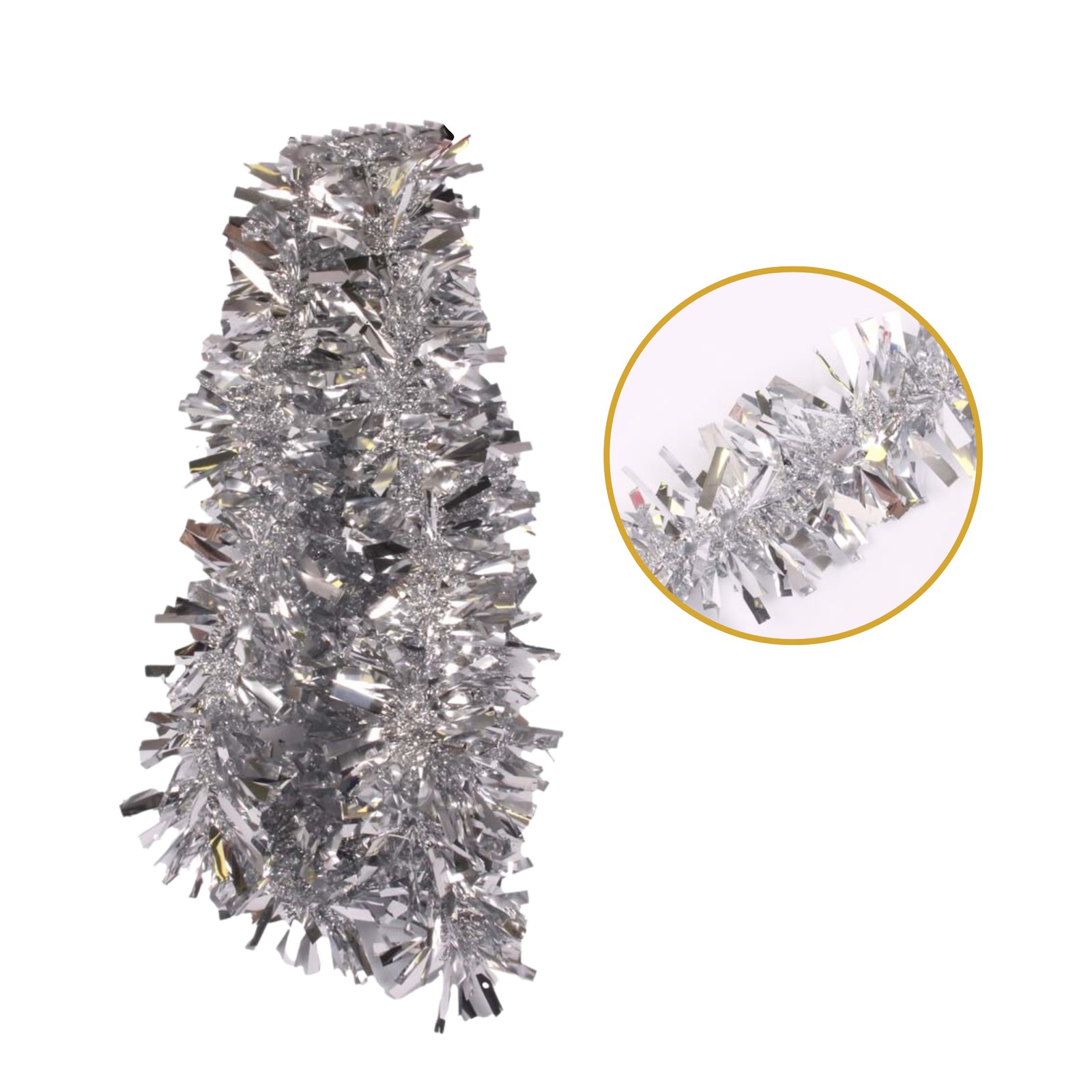 2m Christmas Chunky Silver Tinsel - Garland Decoration Party