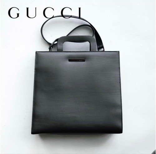Gucci Tom Ford Era Shoulder Bag Square 2Way Top Handle Gray Leather Archive JP