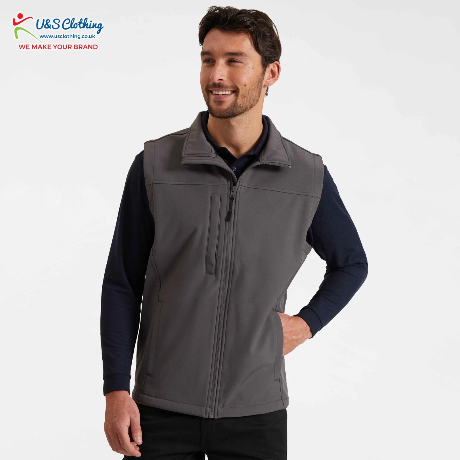 Personalised Custom Made Premium Softshell Gilet Your Text Embroidered Workwear