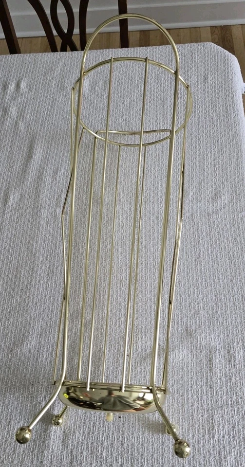 Vintage Solid Brass Bauhaus Style MCM Umbrella Stand Original Pan Flawless - Image 4 of 4